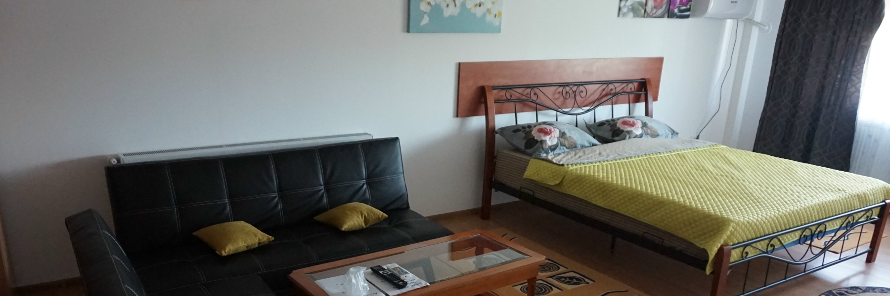 Spacious bedroom with modern furniture